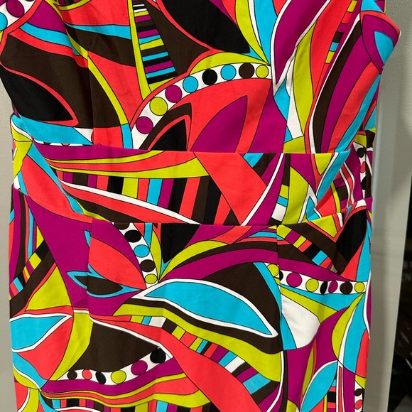 Jude Connally Dress, Retro Tunic V Neck Shift Dress, Multicolor, Sleeveless - Picture 7 of 7